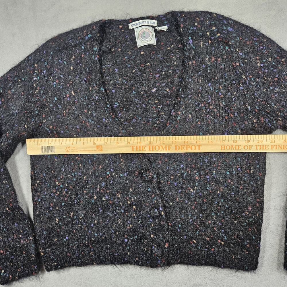 Vintage Cape Isle Knitters Cardigan Sweater Womens L Mohair Blend Flecked Button - Picture 9 of 12
